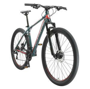 BIKESTAR hliníkový horský bicykel 29 palcov, 21 rýchlosť hardtail šport MTB 19 palcový rám kotúčová brzda odpružená vidlica, zelená červená