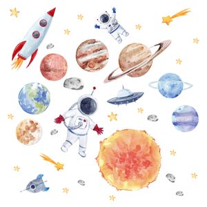 Little Deco Wandsticker Wandtattoo | M - 140 x 76 cm (BxH) | Kinderzimmer Jungen Weltall Aufkleber Planeten Sonnensystem Sterne DL700-2