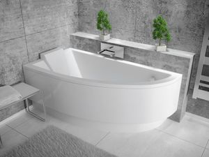 BADLAND Eckbadewanne Badewanne Praktika LINKS 140x70 mit Ablaufgarnitur und Füßen GRATIS ohne Verkleidung
