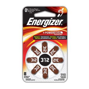 Energizer Hörgeräte Batterie 8  Stück per Pack AZ 312 Zink Luft