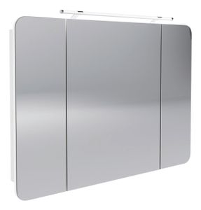 FACKELMANN LED Spiegelschrank MILANO / Badschrank mit 3D Effekt / Soft-Close / Maße (B x H x T): ca. 110 x 78 x 15,5 cm / Schrank mit Spiegel & LED-Beleuchtung fürs Bad / 3 Türen / Korpus: Weiß