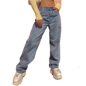 Damen Jeans High Waist Stretch Lockere Hose Lässige Hose Mit Weitem Bein,Farbe:Blau,Größe:Xl