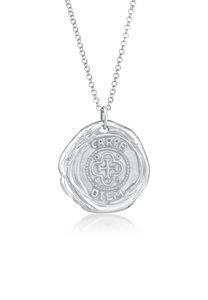 KUZZOI Halskette Herren Antike Münze Rund Coin Kreuz 925 Silber Silber
