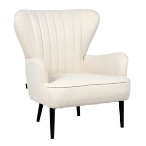 SVITA ARTHUR Sessel Relaxsessel Ohrensessel Modern Gepolstert Stoff Creme