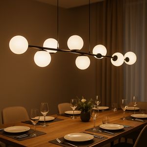 MasterLED Pendelleuchte Bali 8-flammig E27 – Hängelampe 120 cm Schwarz – Deckenlampe für Wohnzimmer & Esszimmer