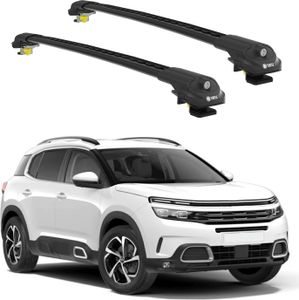TURTLE DACHTRÄGER AIR-1 CITROEN C5 AIRCROSS 2018 - 2022 Raised Rails , Schwarz