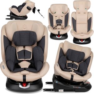 MoMi EMI Kindersitze Kinderautositz i-SIZE 0-36kg - 360° Drehbar, ISOFIX, TOP TETHER - Beige