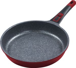 Ø24cm Bratpfanne flach / ca. 5 cm hoch KING® Click-Grip Aluguss mit verstärkter Beschichtung: MOONSCAPE / abnehmbarer Pfannengriff / Rot