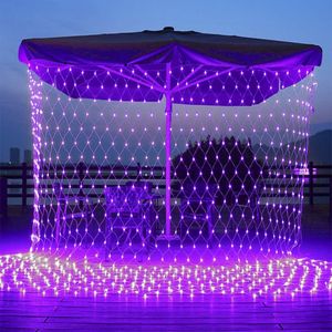 3X2M 200LEDs Lichternetz 8 Modi Wasserdicht Lichterkette für Innen Außen Weihnachten Hochzeit Party Garten Deko, Lila