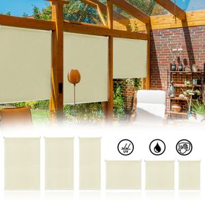 LZQ Außenrollo Senkrechtmarkise Balkonrollo Sichtschutz Sonnenschutz Rollo 180x240cm Outdoorrollo für Fenster & Türen, Beige