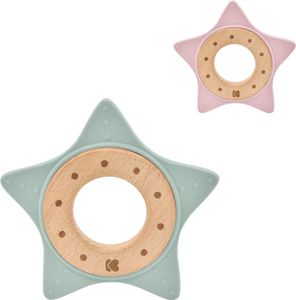 Kikkaboo Beißring Star, Buchenholz, Silikon, Zahnhilfe, Greifling, ab Geburt grün