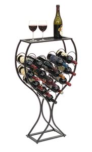 DanDiBo Stojan na víno Sklenený dizajn kovový čierny stojan na fľaše stojaci 100 cm 96211 na 15 fliaš tepaného železa