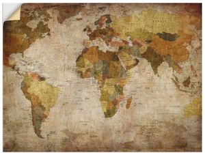 ARTland Wandbild, selbstklebend Weltkarte Größe: 80x60 cm