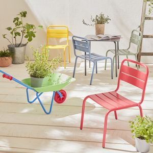 Gartengarnitur für Kinder - Anna - Mehrfarbig, 4 Plätze, Tische und Stühle, 48x48cm