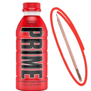 Prime Energy Drink Rot - Tropical Punch - Hydration Red - 500 ml - Logan Paul & KSI + GGAMES Bleistift