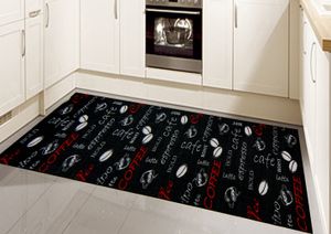 Teppich waschbar mit Coffee Schriftzug in schwarz Größe - 80x150 cm