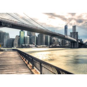 Fototapete New York Brooklyn Bridge Skyline USA Tapete New York USA Skyline Sephia Brooklyn Bridge NYC beige | no. 43, Größe:400x280 cm, Material:Fototapete Vlies - PREMIUM PLUS