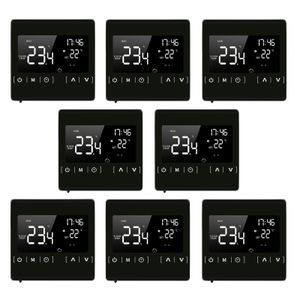 8X Smart Digital Raumthermostat LCD Touchscreen Thermostat Wandthermostat für 16A Elektroheizung Fußbodenheizung Programmierbarer,Schwarz