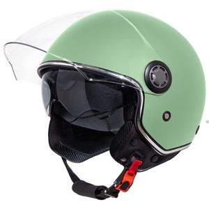 VINZ Pavia Jethelm mit Doppelvisier | Roller Helm Fashionhelm | In Gr. XS-XXL | Jet Helm mit Sonnenblende | ECE 22.06 Zertifiziert | Motorradhelm mit Visier - Minzgrün | M (57 - 58 cm)