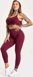 Gym Glamour Push-Up-Leggings 2.0 - Damen Leggings nahtlos - Farbe: Merlot, Größe:  L