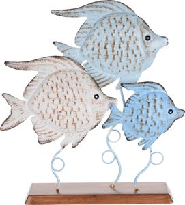 Standdeko - Fische - aus Metall - ca. 28 x 32 cm - blau