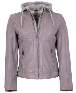 Gipsy - Damen Echtleder Lederjacke Lammnappa Kapuze flieder