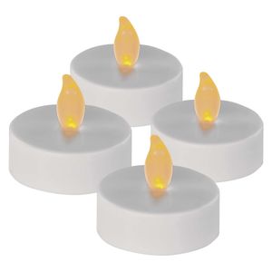 EMOS LED-Teelichter, 4 Stück flammenlose weiße Kerzen mit Flacker-Effekt, Dekoration, IP20 für Innen, mit Batterie, Vintage-Warmweiß, DCCV16