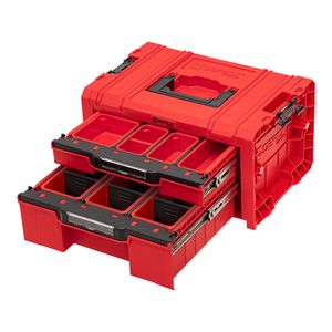 Qbrick System PRO Drawer 2 Toolbox 2.0 Expert RED ULTRA HD Werkzeugkoffer 450 x 310 x 244 mm 14 l stapelbar IP54 mit 2 Schubladen