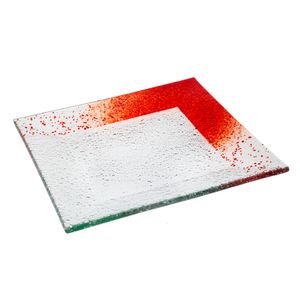 Glasteller Schale Tischdeko quadratisch Design Max Fusing Glas ca. 32x32cm Handmade Rot