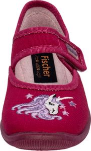 Fischer Kinder Hausschuh Mädchen Klett Ballerina Einhorn Stickerei 632245, Größe:33 EU, Farbe:Pink