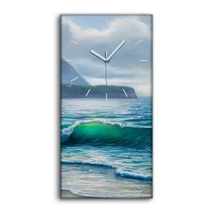 Wohnzimmer-Bild Leinwand Uhr 30x60 Schaumstoff Malerei Meereslandschaft - weiße Hände