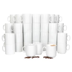 48er Set Event Kaffeebecher 250ml weiß Porzellan-Tassen stapelbar