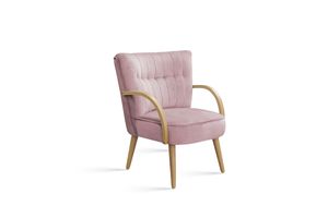 Wunderschöner, gesteppter Sessel, Holzgestell, Sessel - MALMO - Stoff Velutti Rosa