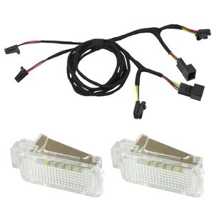 Original Kufatec Adapter Kabel Kabelbaum Einstiegsleuchten Türbeleuchtung vorne + LED Leuchten (Weiß) für Audi Q2 GA ab 2016-
