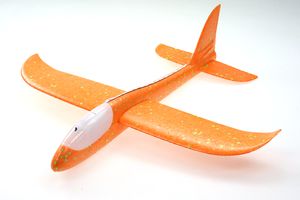 Oranges XXL Segelflugzeug Segelflieger aus Styropor mit LED Beleuchtung 49*48*12,5cm Flugzeug Flieger Outdoor-Sport Wurf-Spielzeug