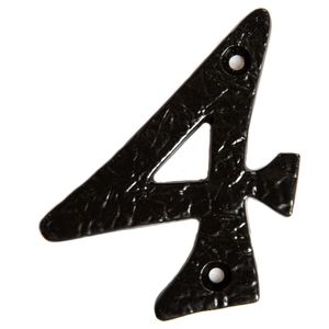 Rustikal Eisenwerte - Nummer 4 Gusseisen Antike Haus Türschild 70mm schwarz