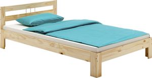 Massivholzbett THEO Jugendbett Bettgestell Einzelbett mit Kopfteil Kiefer massiv 100 x 200 cm in natur lackiert