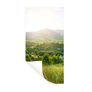 MuchoWow® Wandtattoo Wandsticker Wandaufkleber Wald - Landschaft - Sonne - Natur - Sonnenaufgang 80x160 cm Selbstklebend und Repositionierbar - Sticker - Dekorfolie