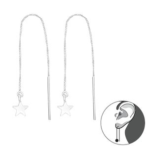 1 Paar 925 Sterling Silber Durchzieher Ohrringe mit Stern