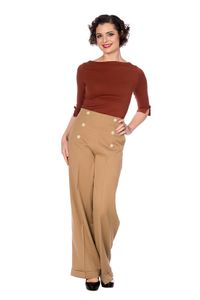 Banned Retro Marlenehose Adventures Ahead Tan Braun Vintage Trousers 40er Stil