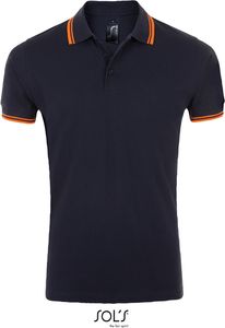 SOLS Pánska polokošeľa Piqué 00577 Multicoloured French Navy/Neon Orange L