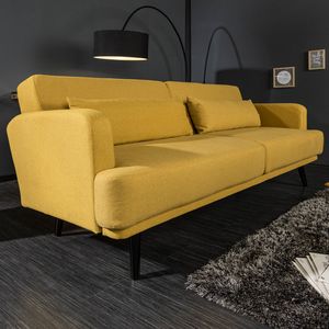 riess-ambiente Elegantes 3-Sitzer Sofa STUDIO 210cm senfgelb inkl. Kissen mit Schlaffunktion Dreisitzer 3-Sitzer Schlafsofa Schlafcouch