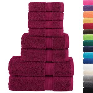 vidaXL 8 tlg. Premium-Handtuch-Set Bordeaux 600 g/m² 100% Baumwolle