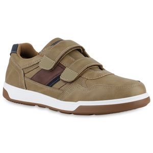 VAN HILL Herren Sneaker Low Bequeme Profil-Sohle Schuhe 840001, Farbe: Khaki Dunkelblau, Größe: 42