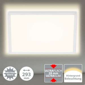 LED Panel Deckenleuchte mit Hintergrundbeleuchtung 18 W Weiß Briloner Leuchten