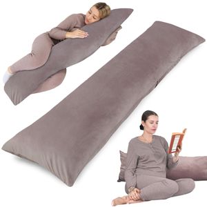 Seitenschläferkissen mit Bezug Velvet 40 x 145 cm - Komfortkissen Schlafkissen Seitenschläfer Body Pillow Seitenschlafkissen Rosa