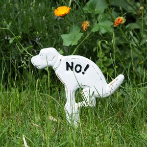 Moritz Steckschild NO! kein Hundeklo groß Verbotsschild aus Gusseisen Hunde Verboten Warnschild NO Dog allowed Schild Gartenschild keine Hundetoilette