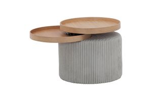 SalesFever Beistelltisch rund | drehbare Tischplatten | Bezug Texturstoff | MDF-Holz | B 50 x T 50 x H 45 cm | hellgrau