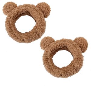 2 Stücke Haarband Plüsch Bär Ohren Dekor Stirnband Cartoon Tier Hautpflege Stirnband Waschen Gesicht Make-Up Elastisches Haarband