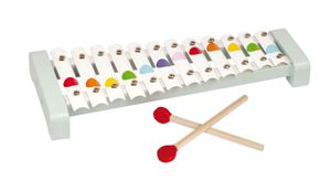 JANOD Xylophon Metall mit 2 Schlägel Konfetti Kinder Spielzeug Instrument
